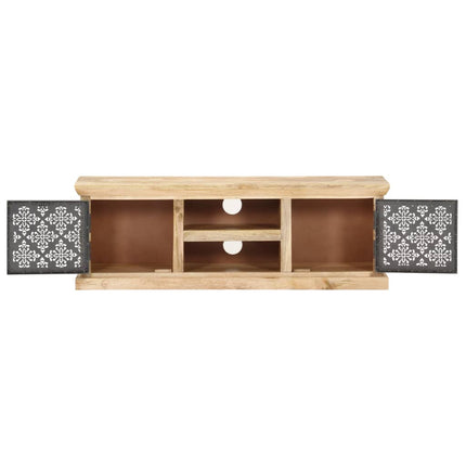 tv-skab med stållåger 120x30x40 cm massivt mangotræ