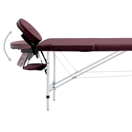 sammenfoldeligt massagebord med aluminiumsstel 2 zoner lilla
