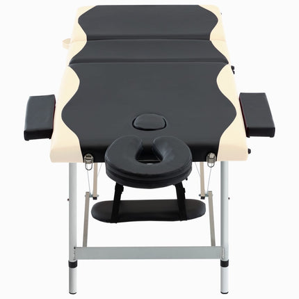 sammenfoldeligt massagebord aluminiumsstel 3 zoner sort beige