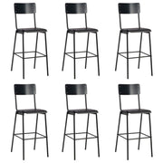 barstole 6 stk. massivt krydsfinér stål sort