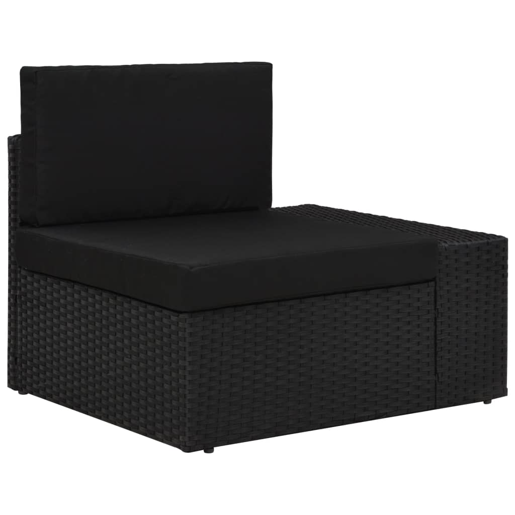 loungesæt til haven 4 dele polyrattan sort