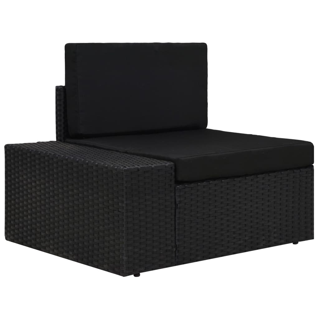 loungesæt til haven 4 dele polyrattan sort