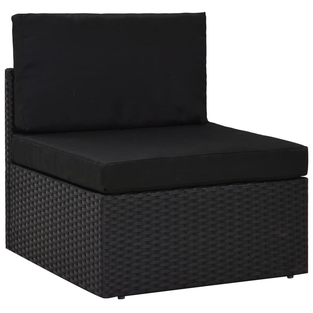 loungesæt til haven 5 dele polyrattan sort