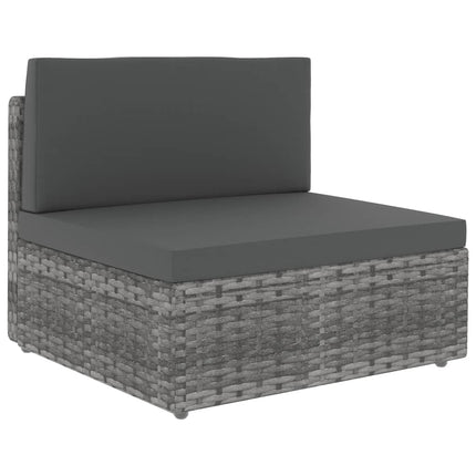 loungesæt til haven 6 dele polyrattan grå