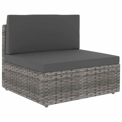 loungesæt til haven 10 dele polyrattan grå