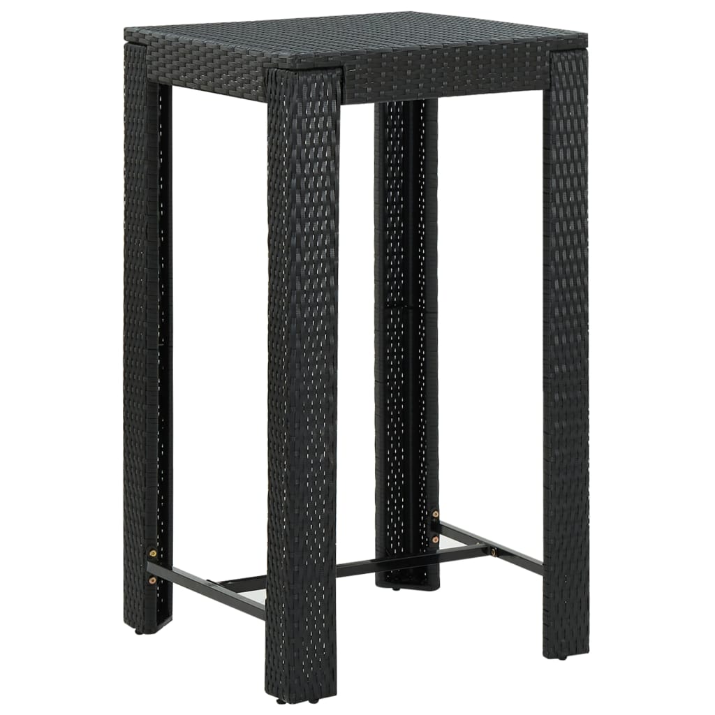 Barbord til haven i polyrattan - 60,5 × 60,5 × 110,5 cm, sort