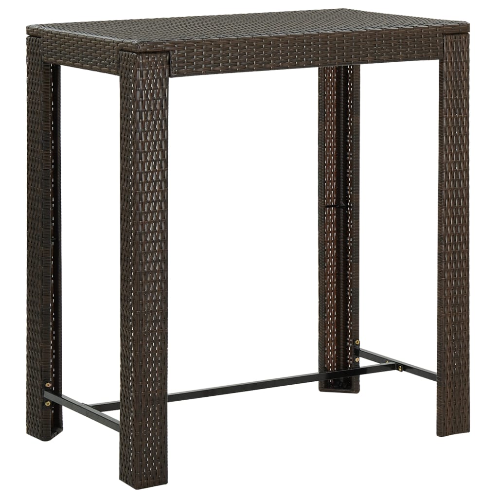 barbord til haven 100x60,5x110,5 cm polyrattan brun billede