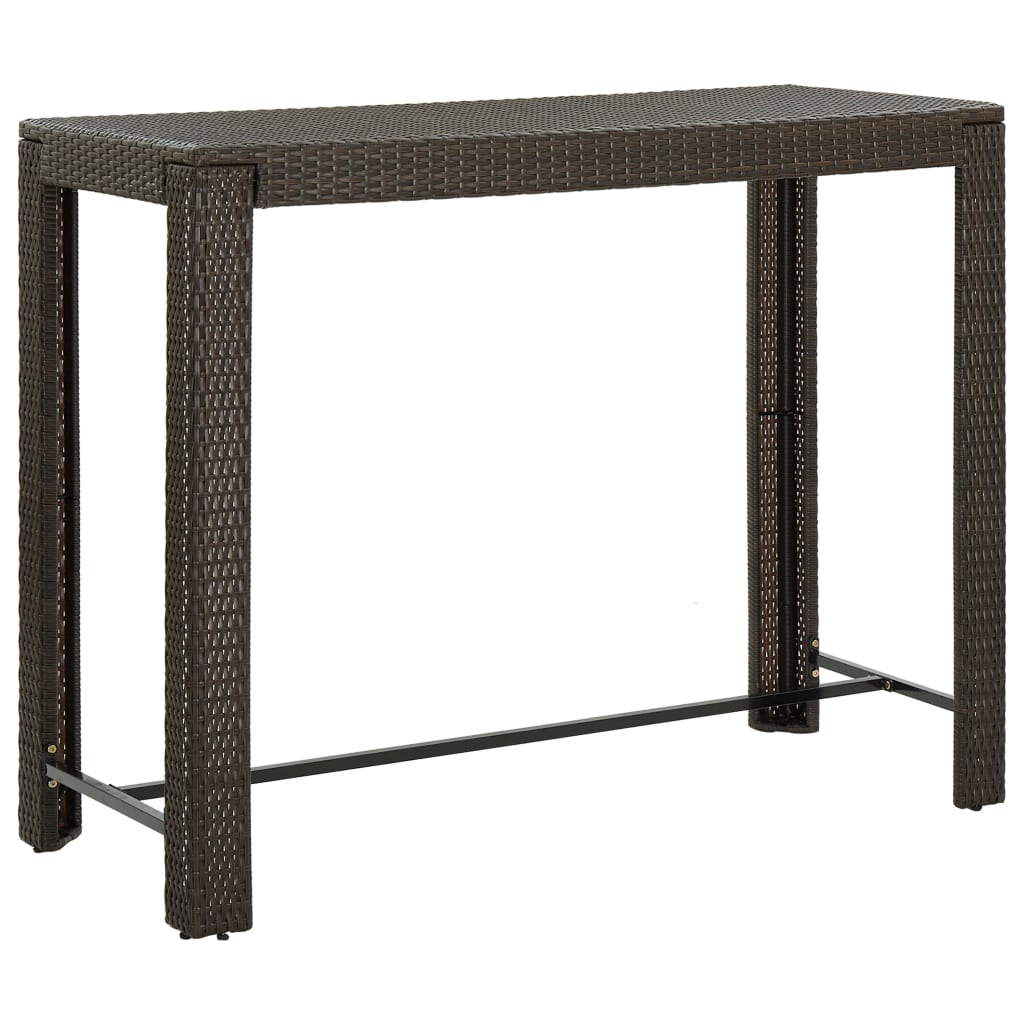 barbord til haven 140,5x60,5x110,5 cm polyrattan brun billede