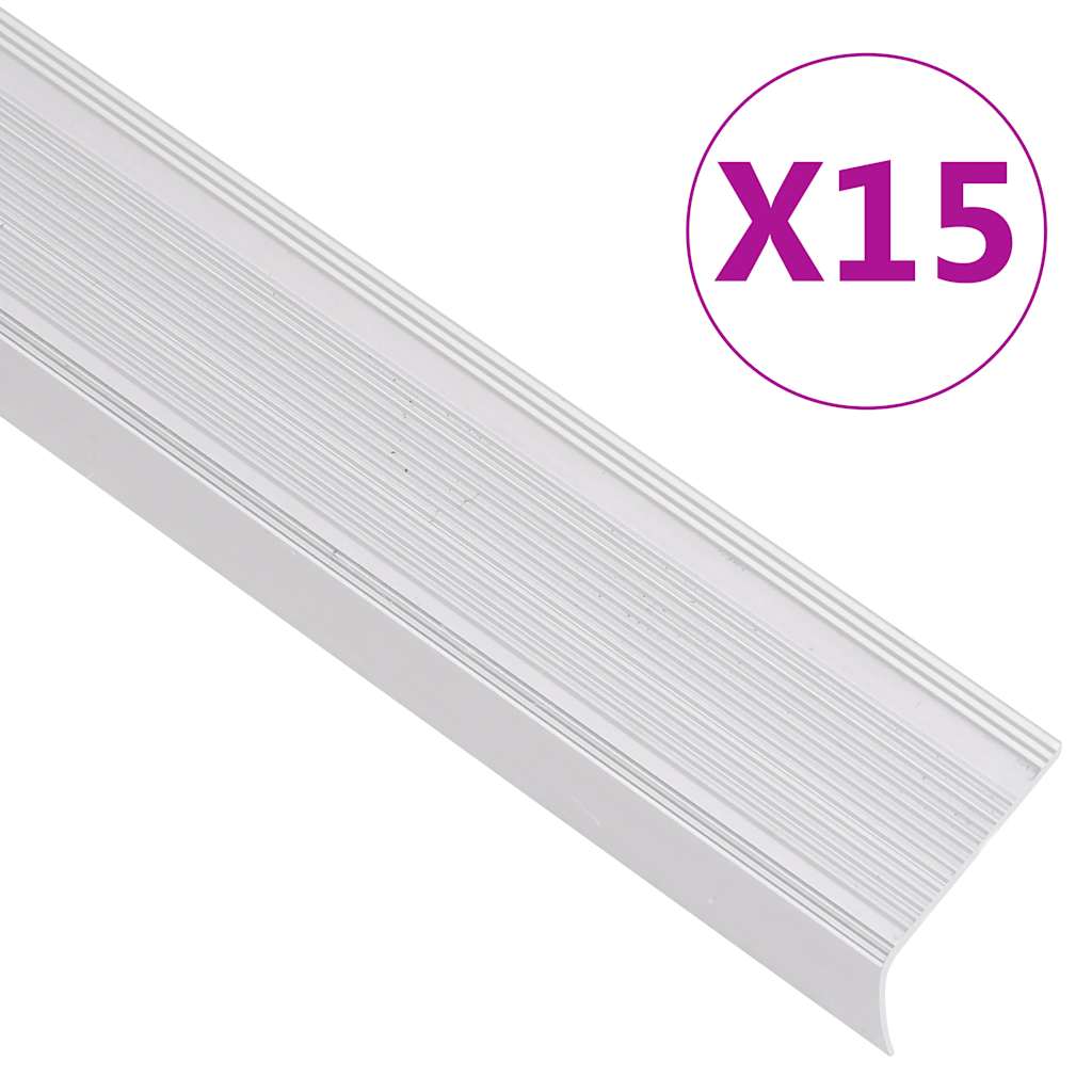 trappelister 15 stk. L-facon 100 cm aluminium sølvfarvet