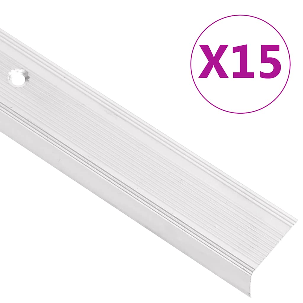 trappelister 15 stk. L-facon 100 cm aluminium sølvfarvet