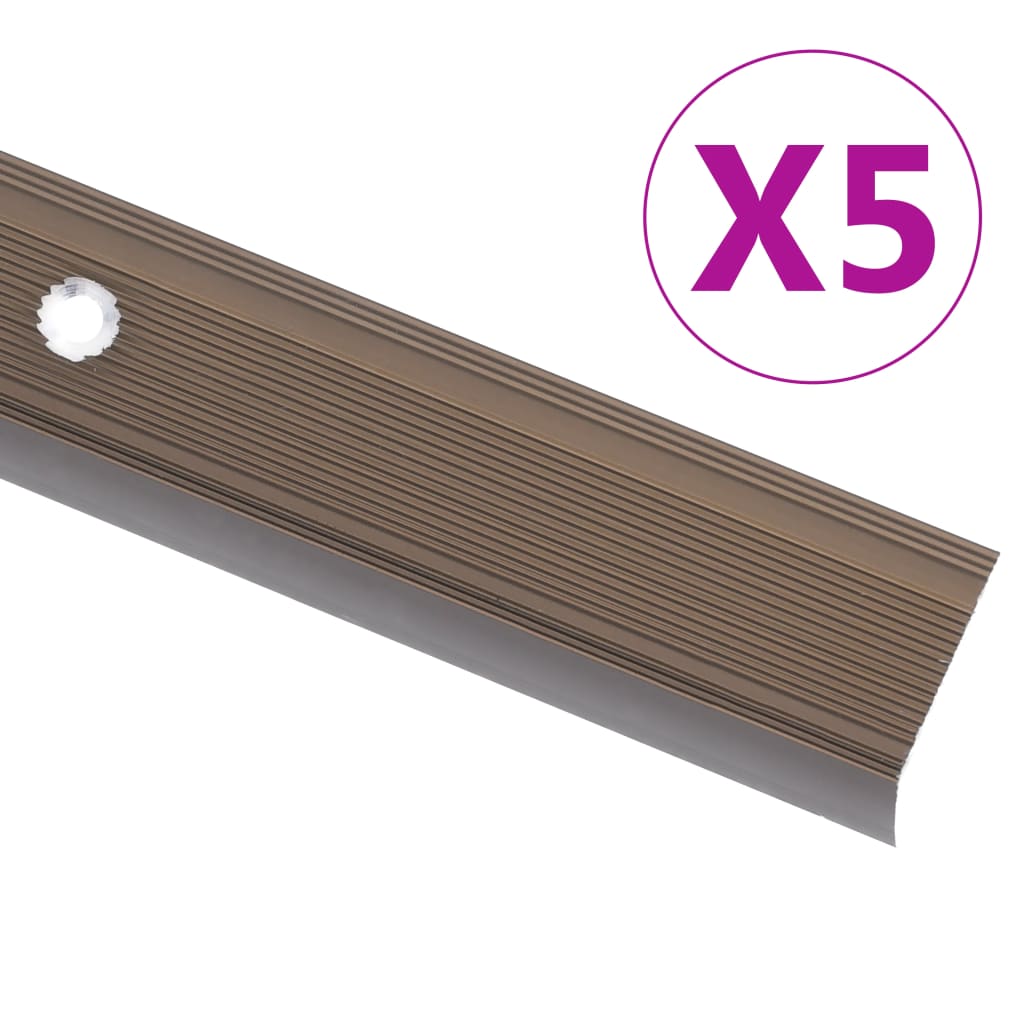5 stk. trappelister L-facon 100 cm aluminium brun