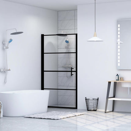 brusedør 100x178 cm hærdet glas sort