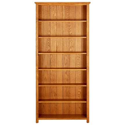 bogreol med 7 hylder 90x22,5x200 cm massivt egetræ