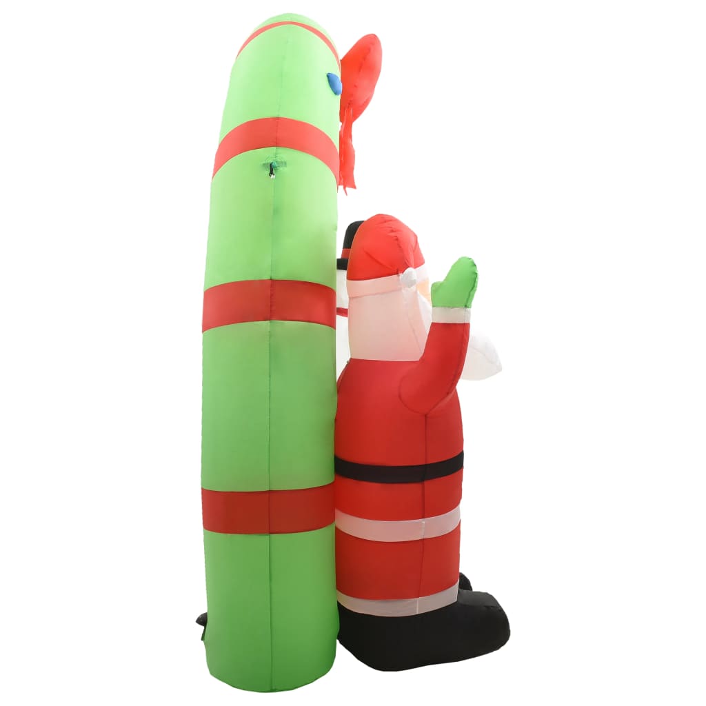 oppustelig dekorationsbue med julemand & snemand LED 223 cm