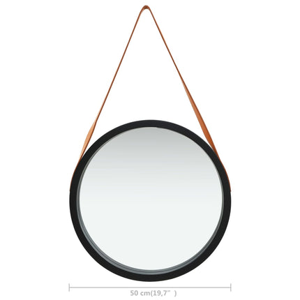 vægspejl med rem 50 cm sort