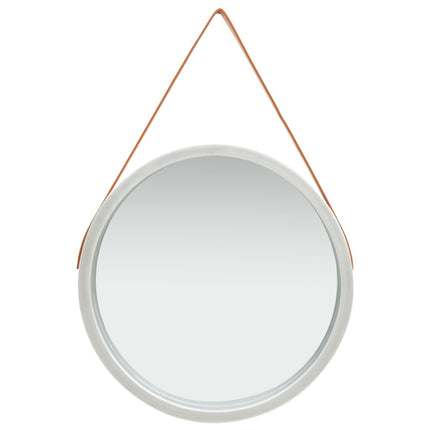vægspejl med rem 60 cm sølvfarvet