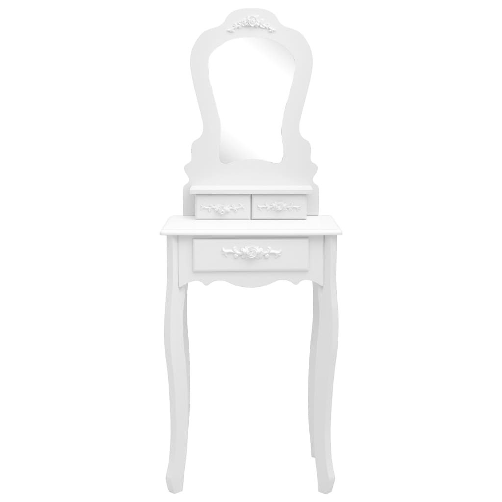 sminkebordssæt med taburet 50x59x136 cm kejsertræ hvid