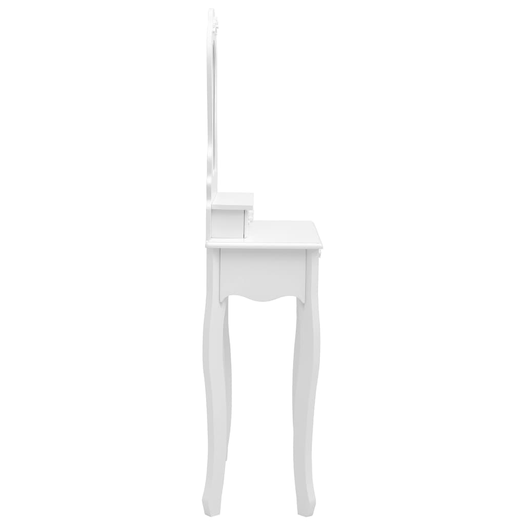 sminkebordssæt med taburet 50x59x136 cm kejsertræ hvid