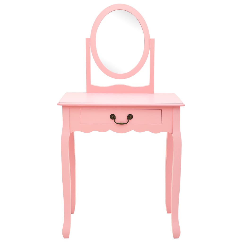kosmetikbord med taburet 65x36x128 cm kejsertræ MDF pink