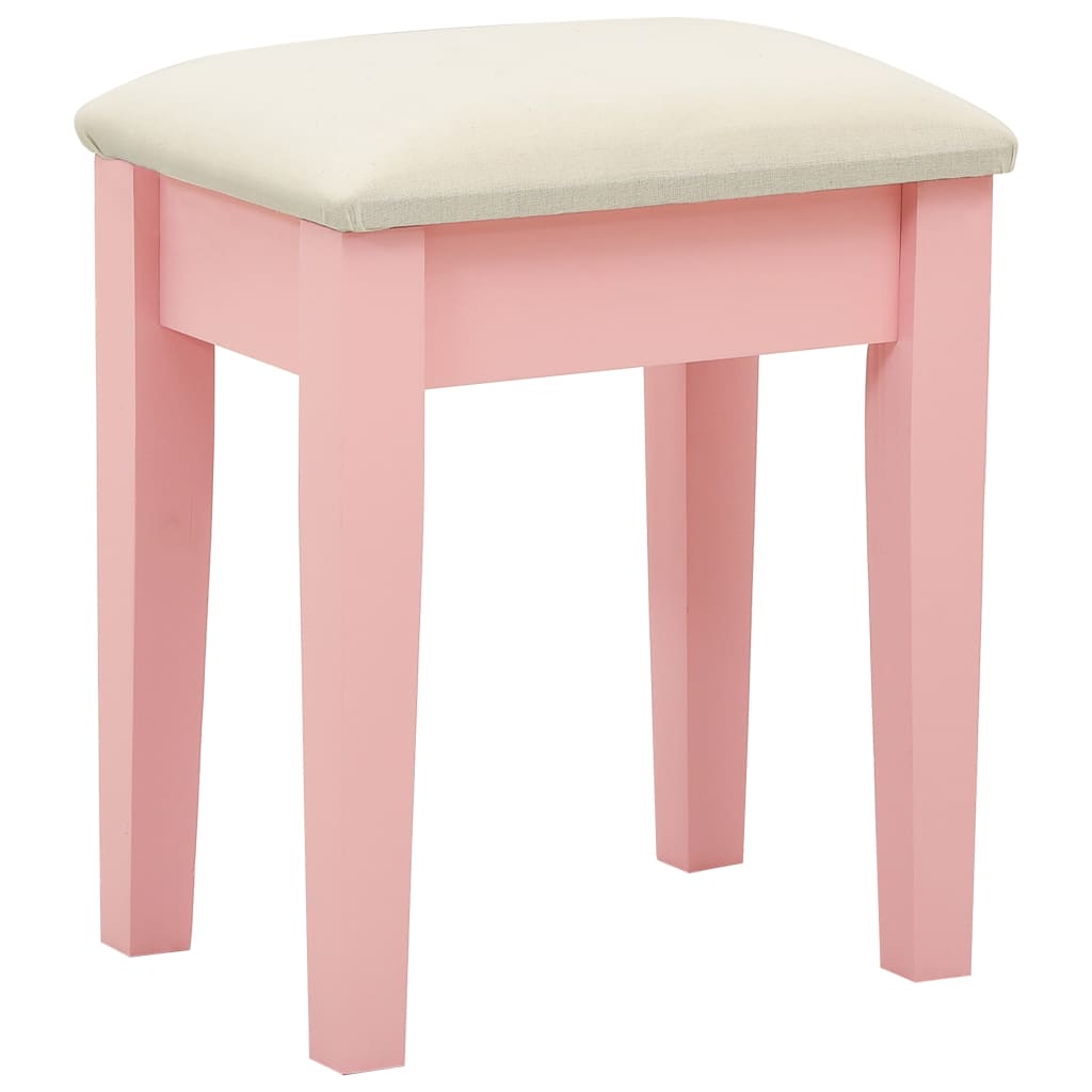 kosmetikbord med taburet 65x36x128 cm kejsertræ MDF pink