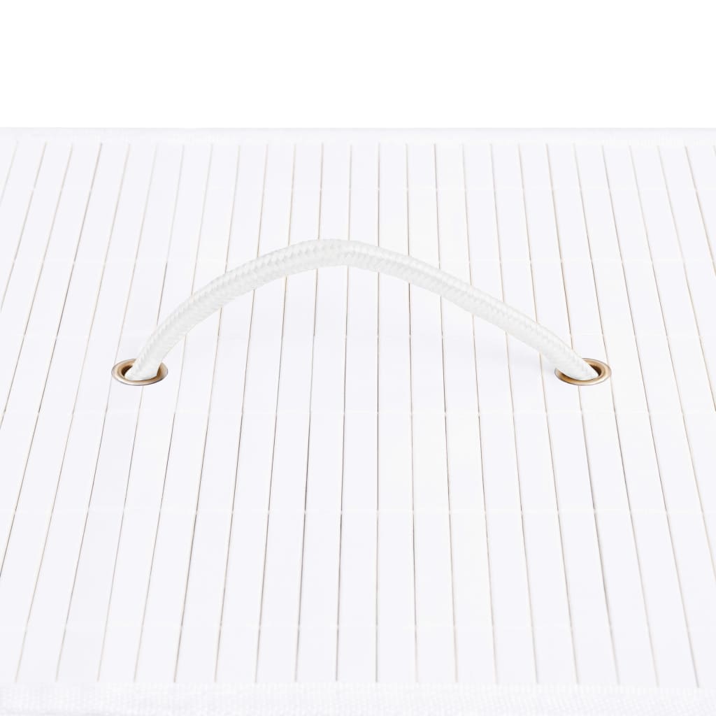 vasketøjskurv med 2 rum 100 l bambus hvid