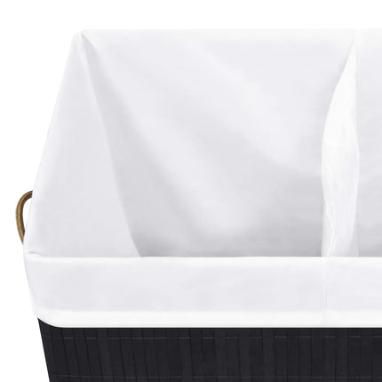 vasketøjskurv med 2 rum 100 l bambus sort