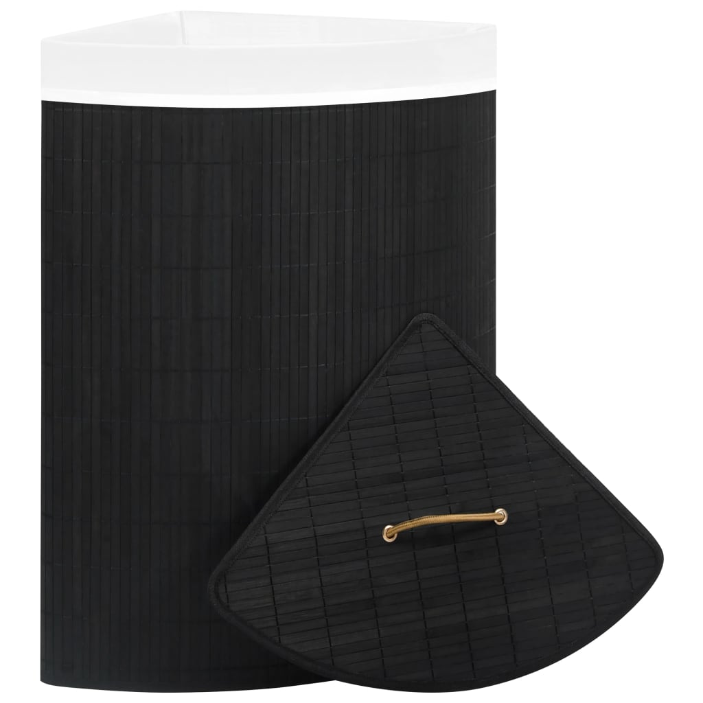 vasketøjskurv til hjørne 60 l bambus sort