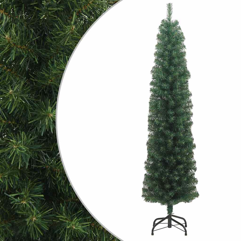 smalt kunstigt juletræ med juletræsfod 240 cm PVC grøn