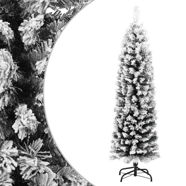 smalt kunstigt juletræ med sne 150 cm PVC grøn