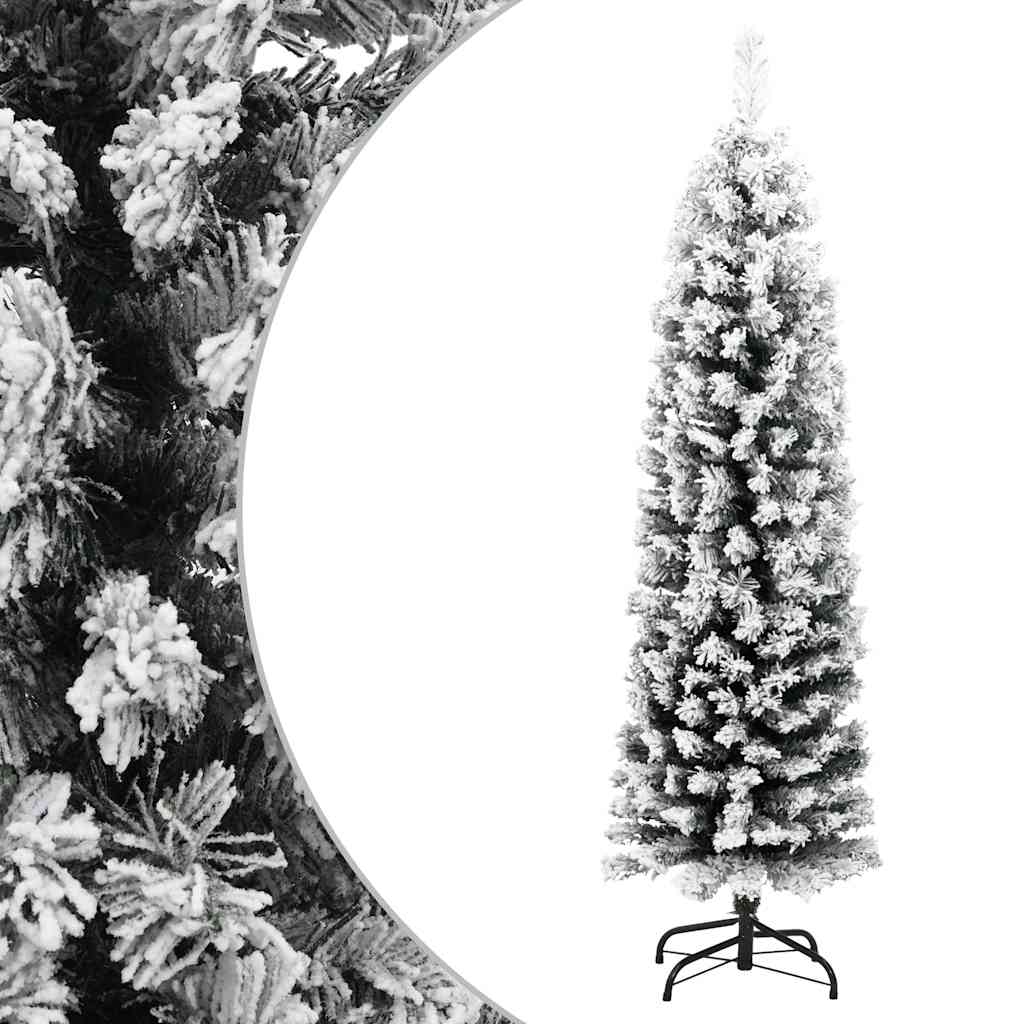 smalt kunstigt juletræ med sne 150 cm PVC grøn