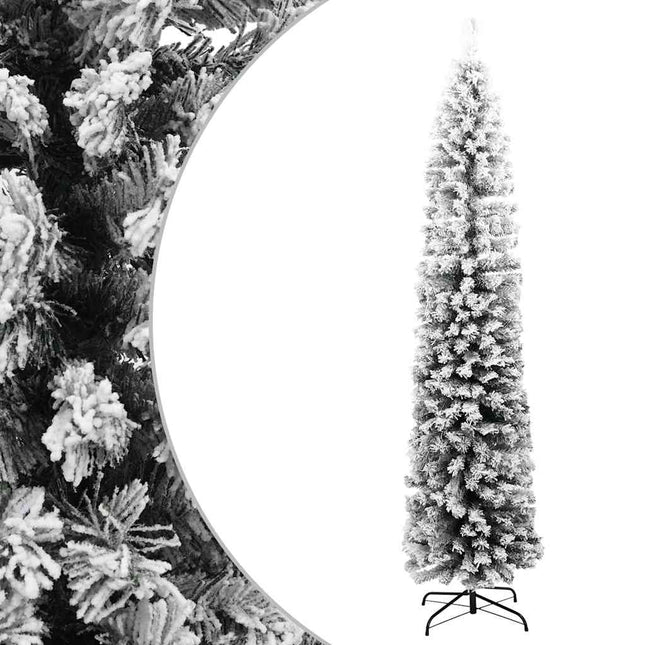 smalt kunstigt juletræ med sne 210 cm PVC grøn