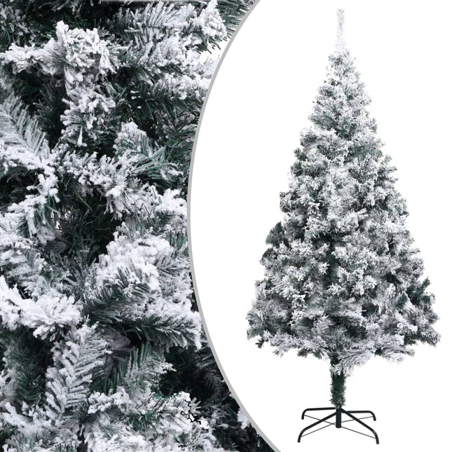 kunstigt juletræ med sne 180 cm PVC grøn