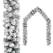 juleguirlande med puddersne 20 m PVC grøn