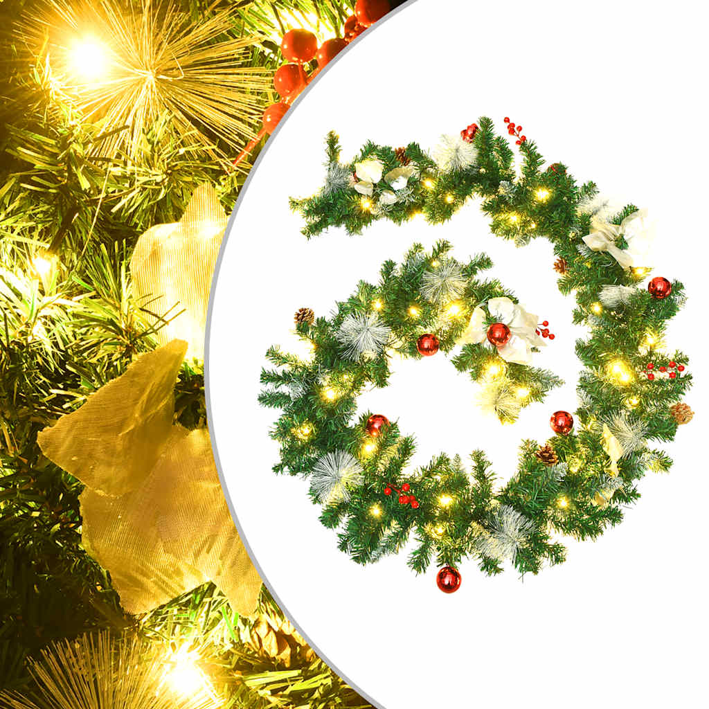 juleguirlande med LED-lys 2,7 m PVC grøn