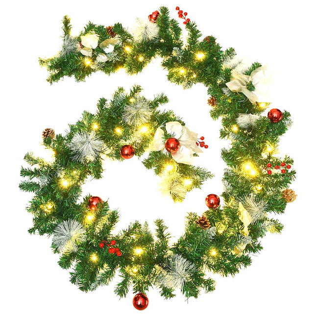 juleguirlande med LED-lys 2,7 m PVC grøn