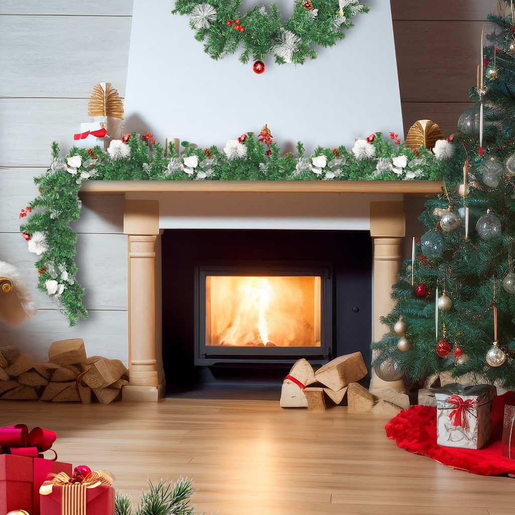 juleguirlande med LED-lys 2,7 m PVC grøn
