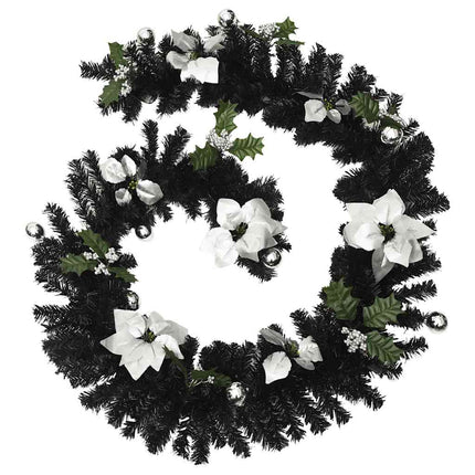 juleguirlande med LED-lys 2,7 m PVC sort