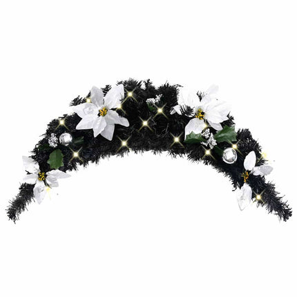 julekrans buefacon med LED-lys 90 cm PVC sort