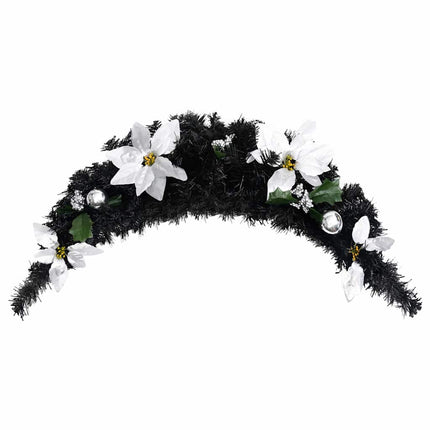 julekrans buefacon med LED-lys 90 cm PVC sort
