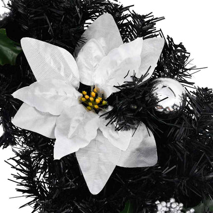 julekrans buefacon med LED-lys 90 cm PVC sort
