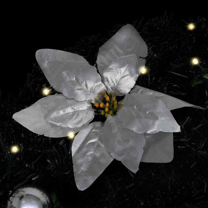 julekrans buefacon med LED-lys 90 cm PVC sort