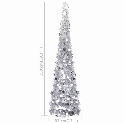 kunstigt pop op-juletræ 150 cm PET sølvfarvet
