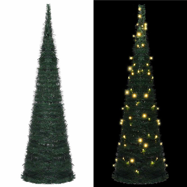 Juletræ with LED String Lights Grøn 150 x 150 cm PVC