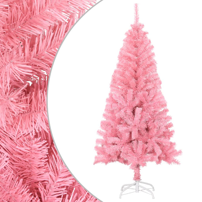 kunstigt juletræ med juletræsfod 150 cm PVC lyserød