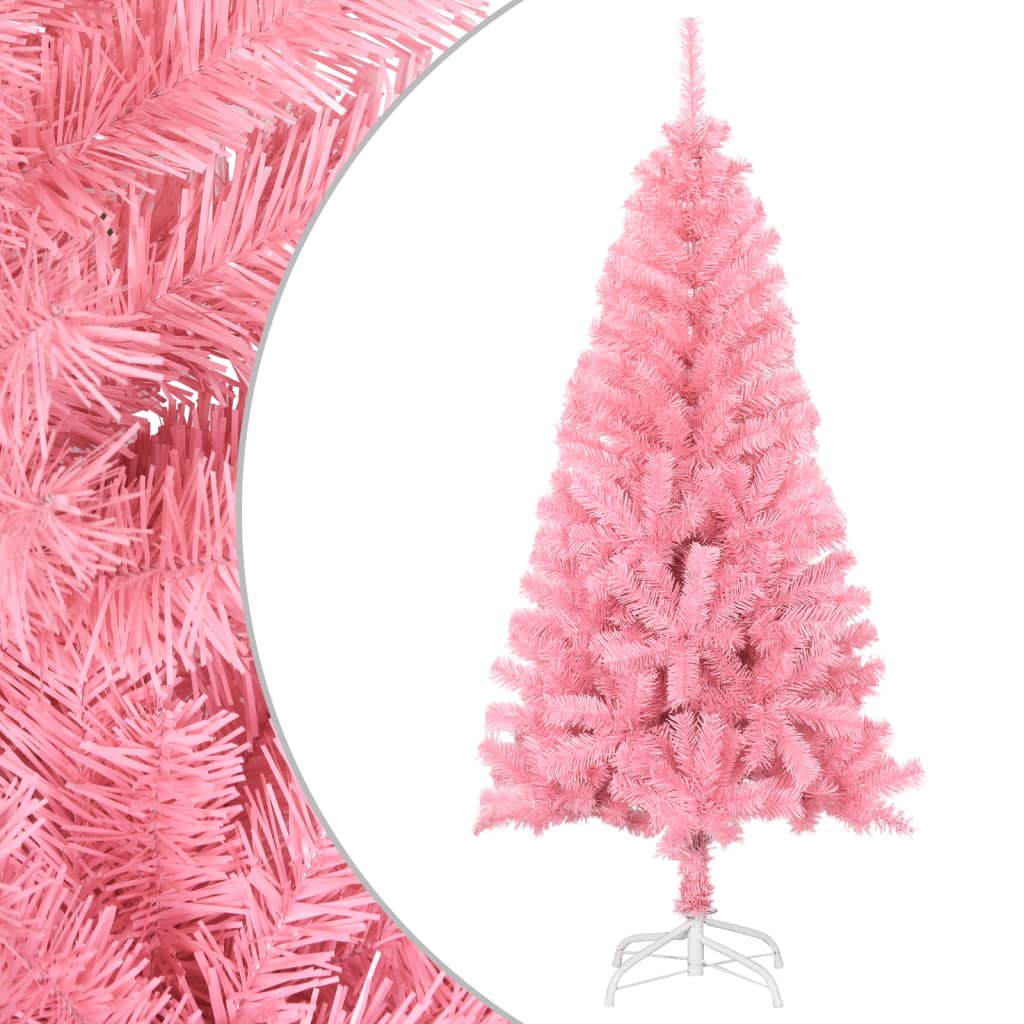 kunstigt juletræ med juletræsfod 150 cm PVC lyserød