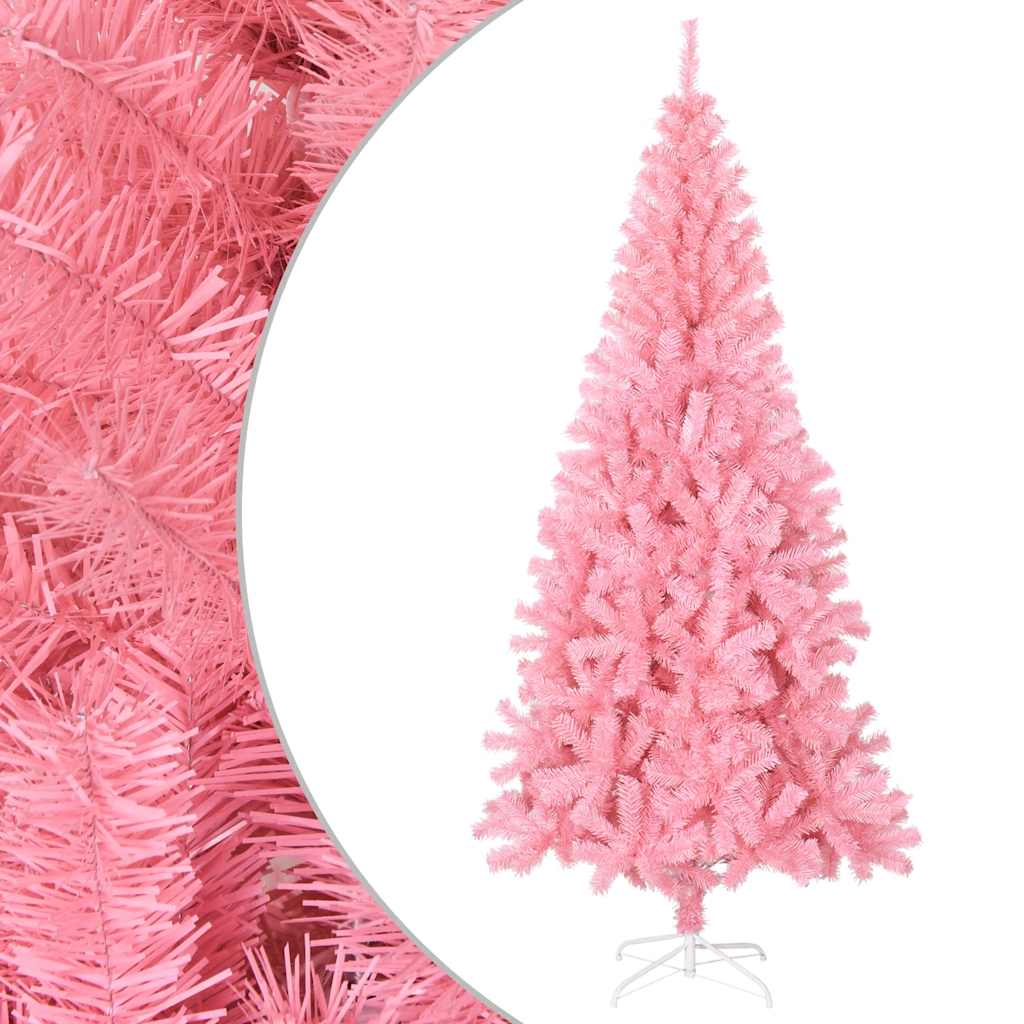 kunstigt juletræ med juletræsfod 180 cm PVC lyserød