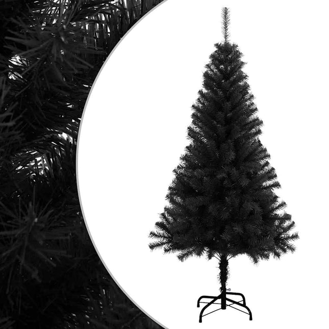 kunstigt juletræ med juletræsfod 150 cm PVC sort