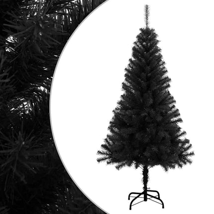 kunstigt juletræ med juletræsfod 150 cm PVC sort