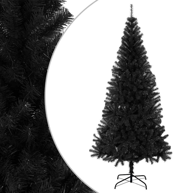kunstigt juletræ med juletræsfod 210 cm PVC sort