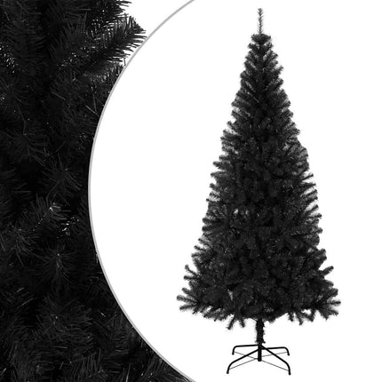 kunstigt juletræ med juletræsfod 210 cm PVC sort